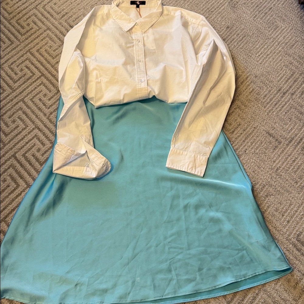 J. Crew satin slip midi skirt